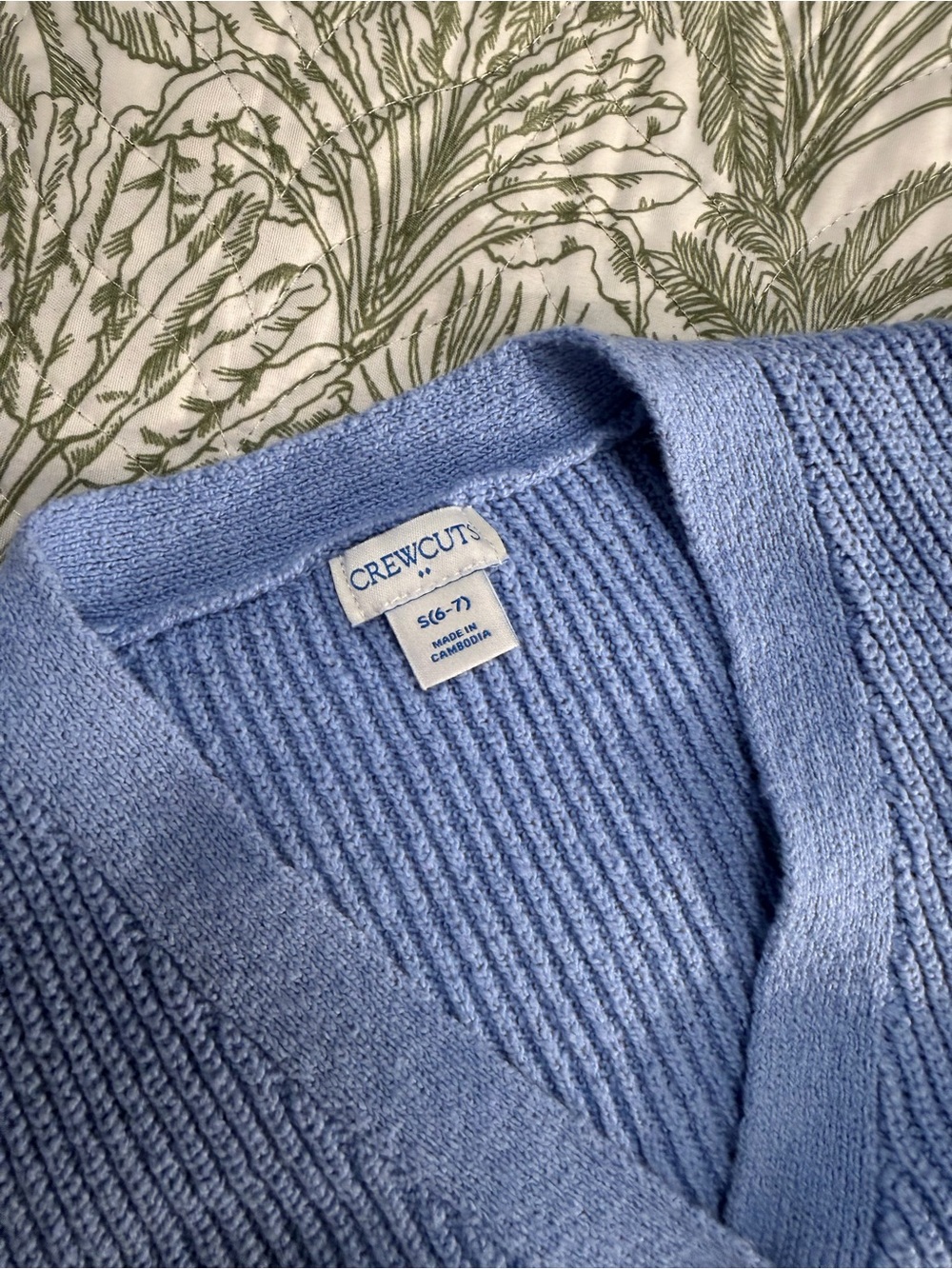 J. Crew Factory Blue Ribbed V-Neck Button Cardigan - Picture 2 of 6
